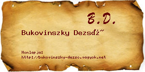 Bukovinszky Dezső névjegykártya